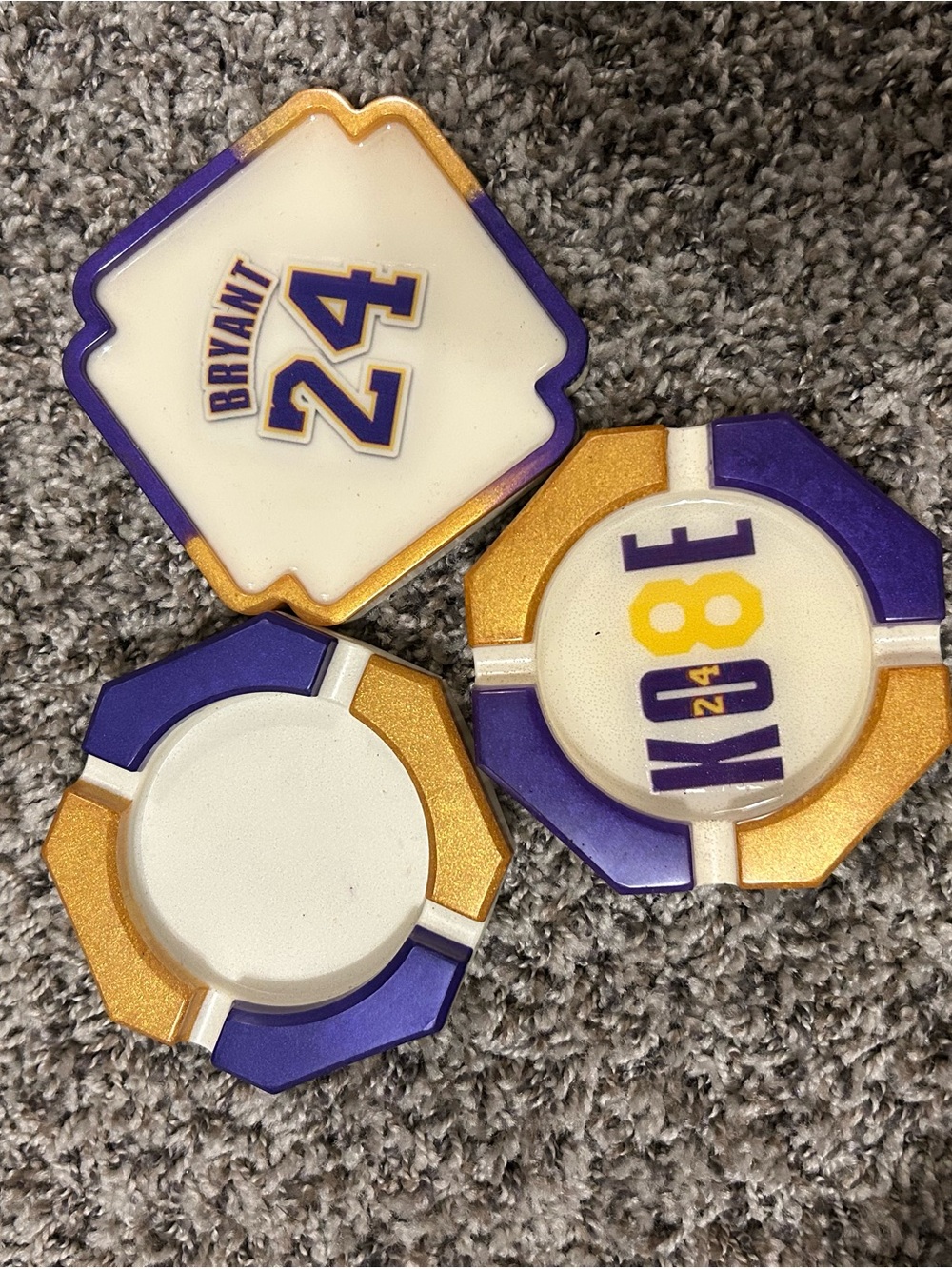 Kobe Bryant 24 Purple & Gold (Set of 3) two ashtrays one coaster